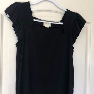 Maeve Anthropologie Black Top with Ruffle Sleeves